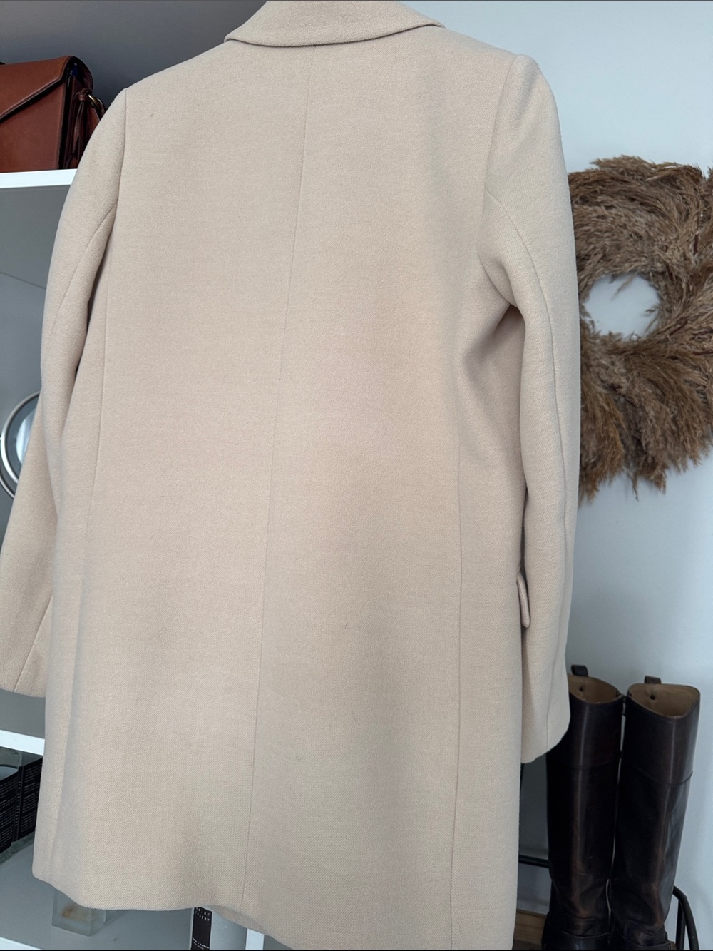Banana Republic Double-Breasted Pea Coat in Beige with Gold Buttons - Picture 7 of 8